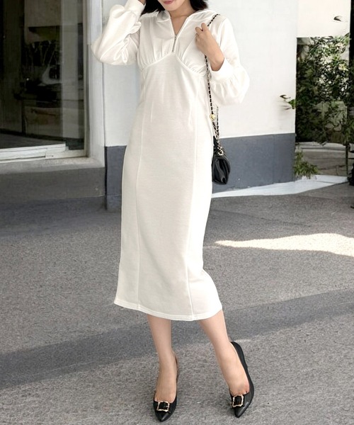 フード付き ジップアップ スウェット ロングワンピース（ワンピース）｜JULIA BOUTIQUE（ジュリアブティック）