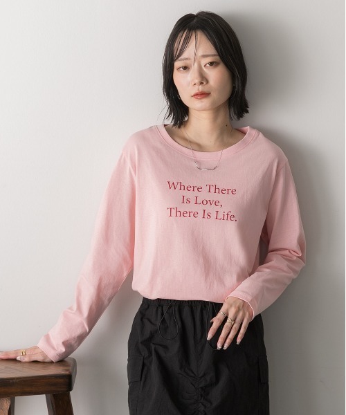 ad thie(アドティエ)の「3段ロゴプリント ロングTシャツ(Tシャツ/カットソー・レディース・ベージュ/ピンク/ブラック/オフホワイト・FREE)」の9枚目の写真