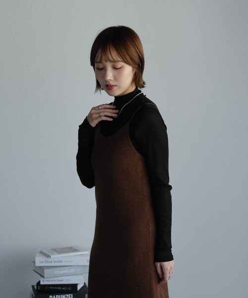 大幅値下げ！【タグ付未使用】ETRE TOKYOリブニットキャミワンピース ETRE TOKYO ワンピース タイトリブベルニットワンピース