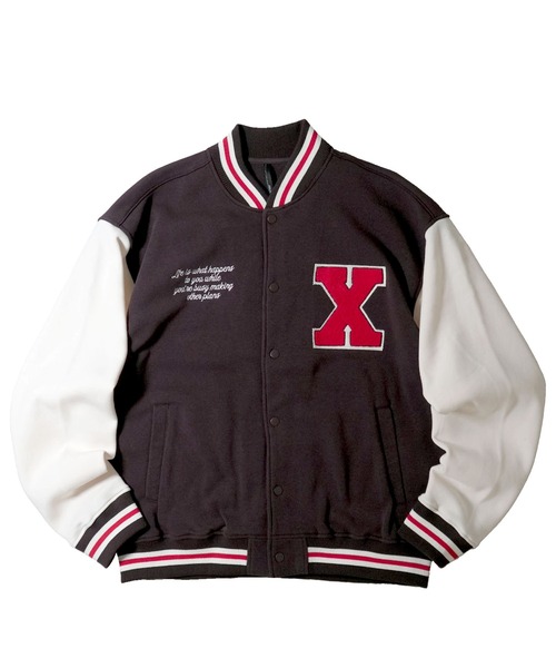 セール】felt patch sweat stadium jacket/フェルトパッチ スウェット