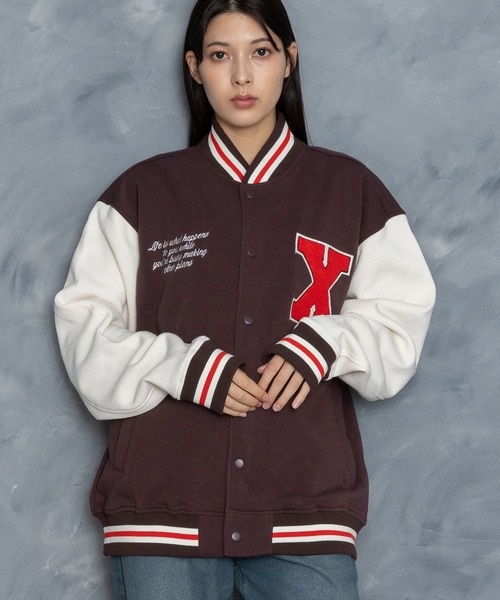 Starting Over（スターティングオーバー）の「felt patch sweat stadium jacket/フェルトパッチ スウェット スタジアムジャケット（スタジャン・メンズ・ブラック/ブラウン/ネイビー・M/L/XL）」の18枚目の写真