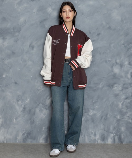 Starting Over（スターティングオーバー）の「felt patch sweat stadium jacket/フェルトパッチ スウェット スタジアムジャケット（スタジャン・メンズ・ブラック/ブラウン/ネイビー・M/L/XL）」の19枚目の写真