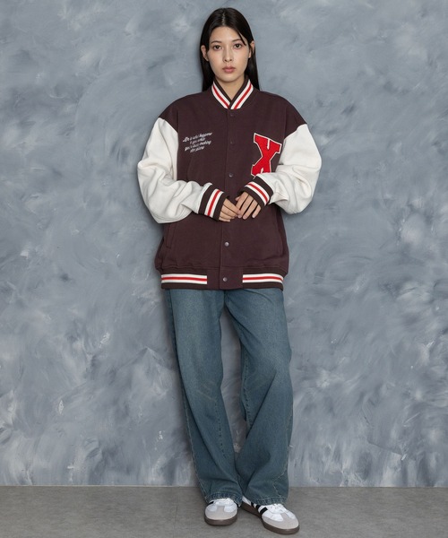 Starting Over（スターティングオーバー）の「felt patch sweat stadium jacket/フェルトパッチ スウェット スタジアムジャケット（スタジャン・メンズ・ブラック/ブラウン/ネイビー・M/L/XL）」の21枚目の写真