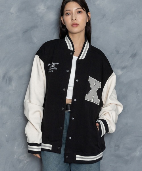 Starting Over（スターティングオーバー）の「felt patch sweat stadium jacket/フェルトパッチ スウェット スタジアムジャケット（スタジャン・メンズ・ブラック/ブラウン/ネイビー・M/L/XL）」の11枚目の写真