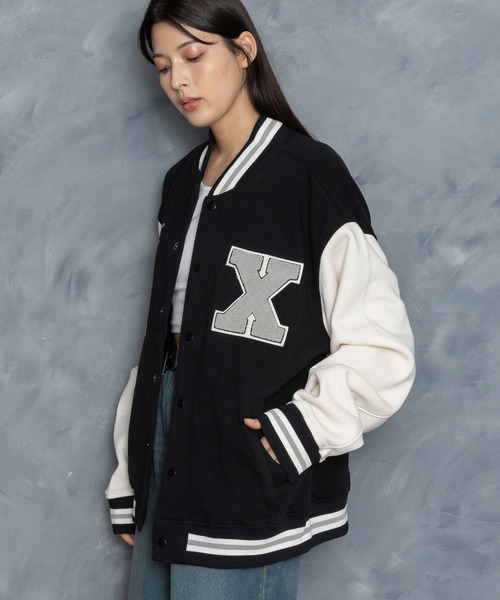 Starting Over（スターティングオーバー）の「felt patch sweat stadium jacket/フェルトパッチ スウェット スタジアムジャケット（スタジャン・メンズ・ブラック/ブラウン/ネイビー・M/L/XL）」の12枚目の写真