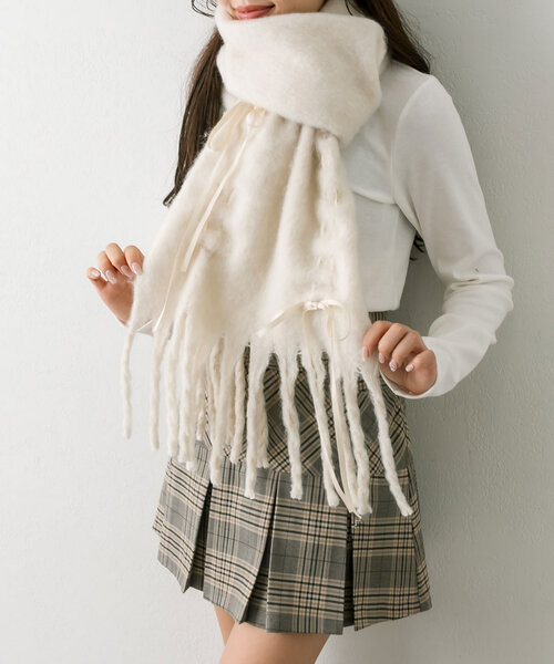 ドロストリボンブークレマフラー（ストール/ショール）｜OLIVE