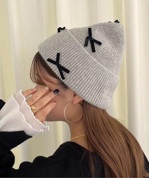pero ペロ ニット帽 ポンポン アイボリー ネイビー pero ペロ ニット帽 ポンポン アイボリー ネイビー
