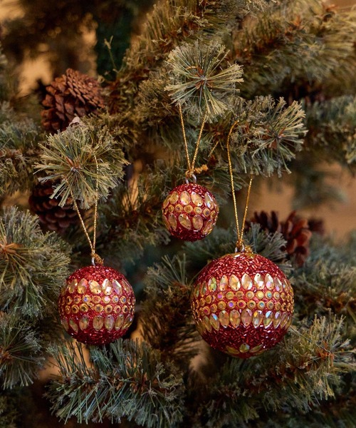 オーナメント セール】【2024Xmas】ビーズオーナメント 直径7cm（インテリア雑貨