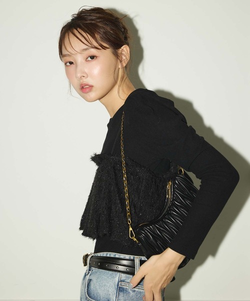 fifth（フィフス）の「ラメフリンジビスチェ（キャミソール・レディース・ブラック/ブラウン/グレー・M）」の6枚目の写真