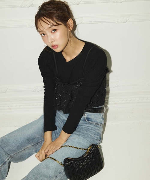 fifth（フィフス）の「ラメフリンジビスチェ（キャミソール・レディース・ブラック/ブラウン/グレー・M）」の5枚目の写真