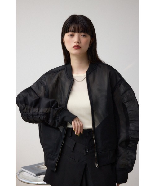 AZUL by moussy(アズールバイマウジー)の「シアーダンボールブルゾン(ブルゾン・レディース・アイボリー/ブラック・FREE)」の12枚目の写真