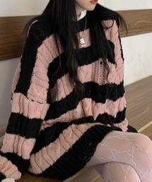 Nia | Nia(ニア)/ボーダーダメージニット(ニット/セーター)