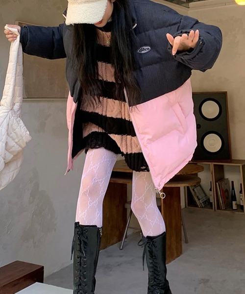 Nia（ニア）の「Nia(ニア)/ボーダーダメージニット（ニット/セーター・レディース・ピンク/ブラック・FREE）」の5枚目の写真