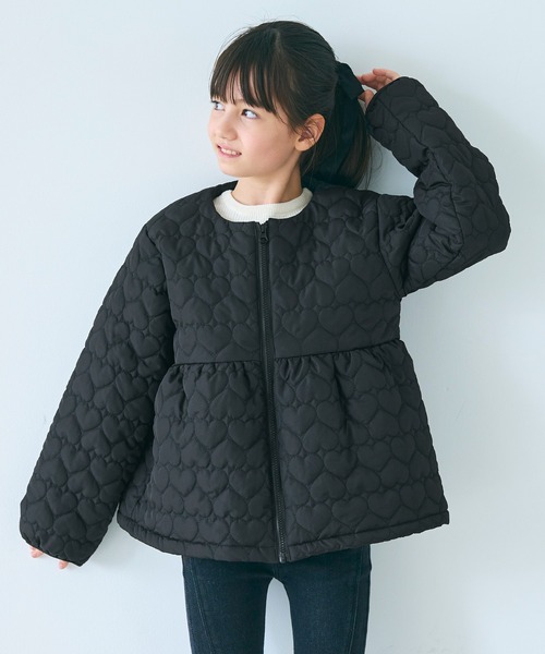 キッズ 親子お揃い 撥水加工 ハートキルティングギャザージャケット