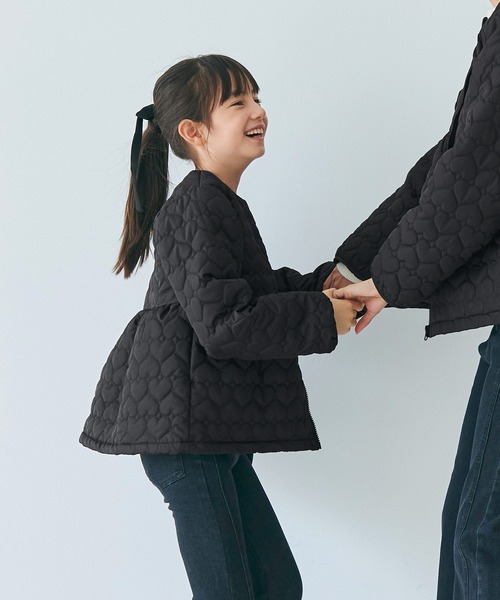 キッズ 親子お揃い 撥水加工 ハートキルティングギャザージャケット
