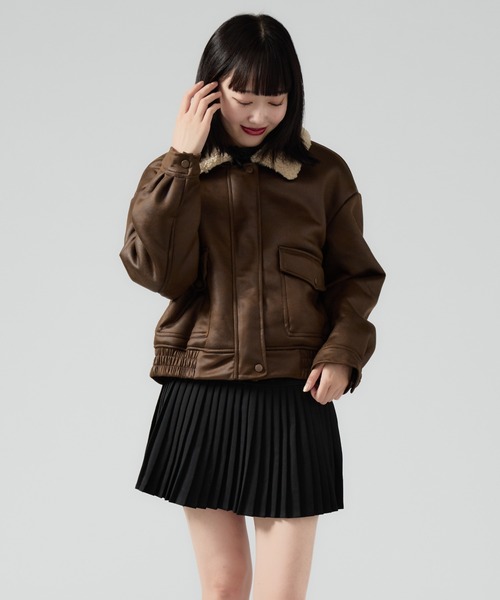 HALB ボア レザージャケット boa biker jacket 00s Boa Liner Fake Leather Blouson / 襟ボア レザージャケット（ブルゾン