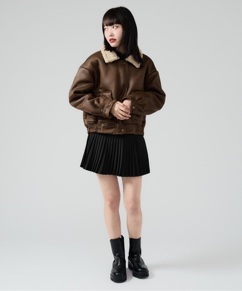 Boa Liner Fake Leather Blouson / 襟ボア レザージャケット（ブルゾン