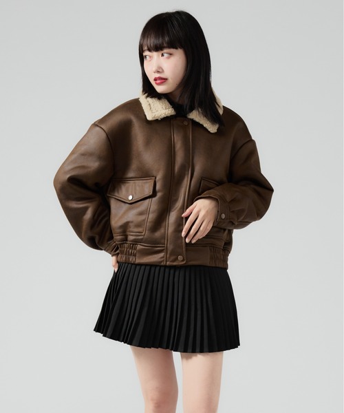 Boa Liner Fake Leather Blouson / 襟ボア レザージャケット