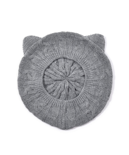 BeBe（ベベ）の「【お揃い】ネコ耳ニットベレー帽(48~56cm)（ハンチング/ベレー帽・キッズ・グレー/ピンク・S/M）」の8枚目の写真