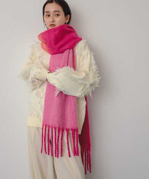 SENSE OF PLACE by URBAN RESEARCH（センスオブプレイスバイアーバンリサーチ）の「『一部WEB限定カラー』パネルボーダーストール（マフラー・レディース・レッド系その他/オレンジ/イエロー/グリーン系その他・ONE）」の7枚目の写真