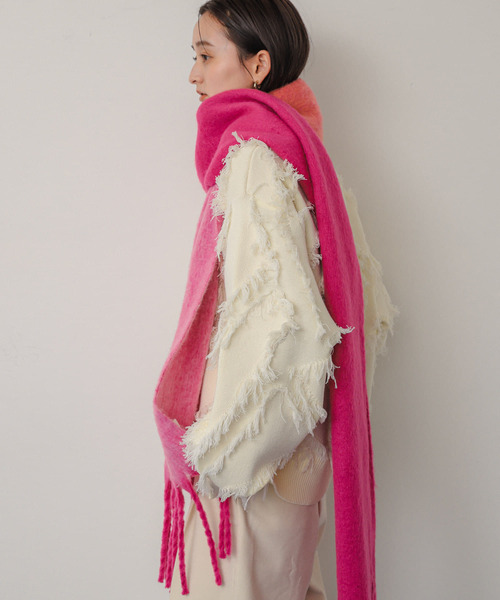 SENSE OF PLACE by URBAN RESEARCH（センスオブプレイスバイアーバンリサーチ）の「『一部WEB限定カラー』パネルボーダーストール（マフラー・レディース・レッド系その他/オレンジ/イエロー/グリーン系その他・ONE）」の8枚目の写真