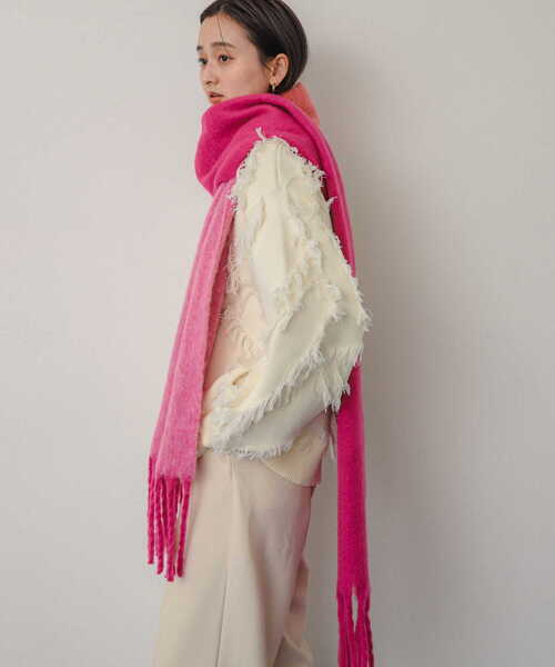 SENSE OF PLACE by URBAN RESEARCH（センスオブプレイスバイアーバンリサーチ）の「『一部WEB限定カラー』パネルボーダーストール（マフラー・レディース・レッド系その他/オレンジ/イエロー/グリーン系その他・ONE）」の9枚目の写真