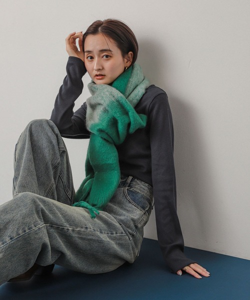 SENSE OF PLACE by URBAN RESEARCH（センスオブプレイスバイアーバンリサーチ）の「『一部WEB限定カラー』パネルボーダーストール（マフラー・レディース・レッド系その他/オレンジ/イエロー/グリーン系その他・ONE）」の11枚目の写真