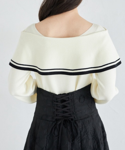 tocco closet(トッコ クローゼット)の「袖口パール付き前後2WAY配色リボンニットプルオーバー(ニット/セーター・レディース・アイボリー/ピンク・M)」の7枚目の写真