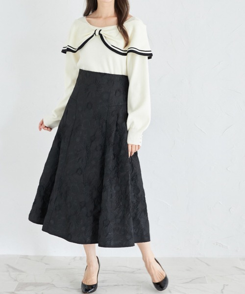 tocco closet(トッコ クローゼット)の「袖口パール付き前後2WAY配色リボンニットプルオーバー(ニット/セーター・レディース・アイボリー/ピンク・M)」の3枚目の写真