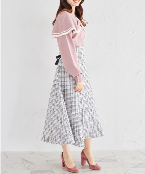 tocco closet(トッコ クローゼット)の「袖口パール付き前後2WAY配色リボンニットプルオーバー(ニット/セーター・レディース・アイボリー/ピンク・M)」の9枚目の写真