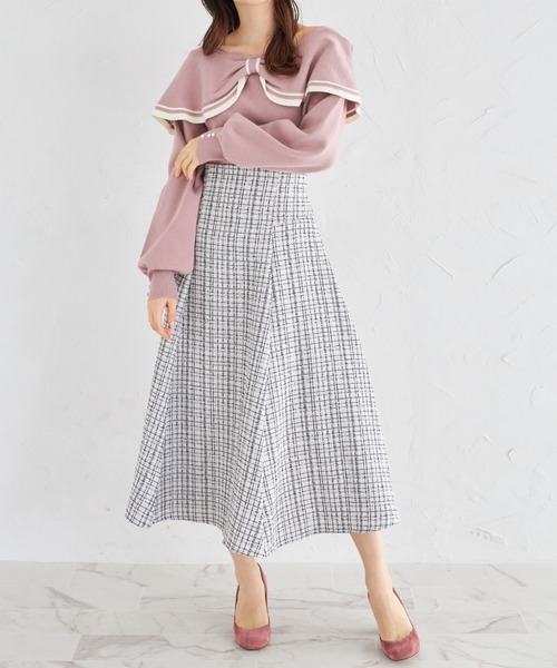 tocco closet(トッコ クローゼット)の「袖口パール付き前後2WAY配色リボンニットプルオーバー(ニット/セーター・レディース・アイボリー/ピンク・M)」の8枚目の写真
