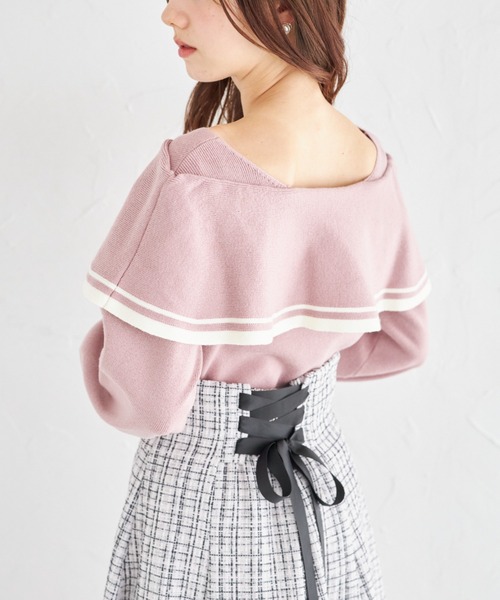 tocco closet(トッコ クローゼット)の「袖口パール付き前後2WAY配色リボンニットプルオーバー(ニット/セーター・レディース・アイボリー/ピンク・M)」の11枚目の写真