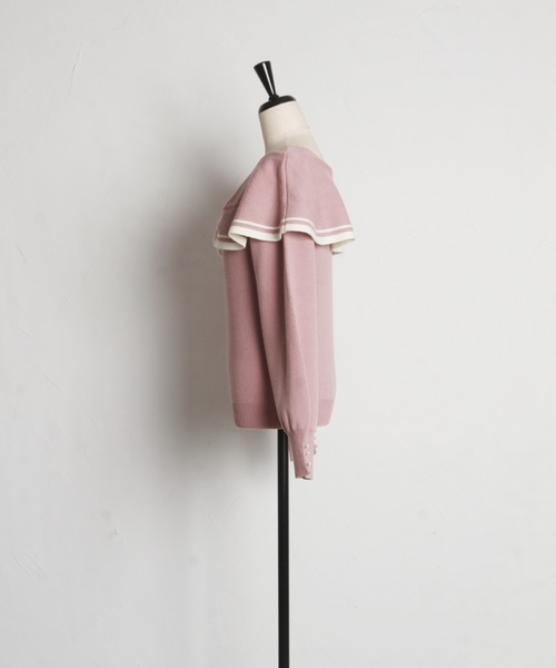 tocco closet(トッコ クローゼット)の「袖口パール付き前後2WAY配色リボンニットプルオーバー(ニット/セーター・レディース・アイボリー/ピンク・M)」の14枚目の写真