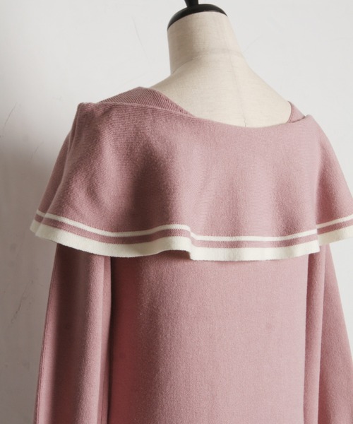 tocco closet(トッコ クローゼット)の「袖口パール付き前後2WAY配色リボンニットプルオーバー(ニット/セーター・レディース・アイボリー/ピンク・M)」の16枚目の写真