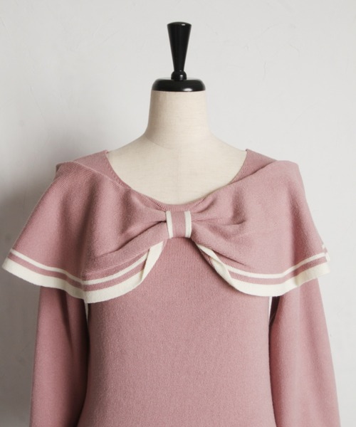 tocco closet(トッコ クローゼット)の「袖口パール付き前後2WAY配色リボンニットプルオーバー(ニット/セーター・レディース・アイボリー/ピンク・M)」の17枚目の写真