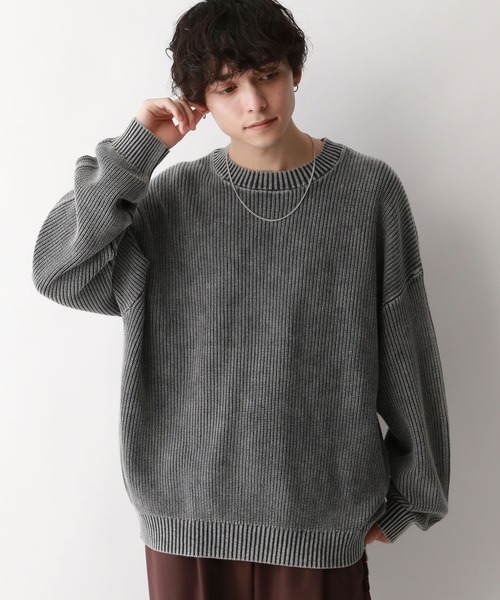 RAGEBLUE（レイジブルー）の「袖ボリュームピグメント/クルーネックアゼニット（ニット/セーター・メンズ・グレー/ピンク/ブルー・MEDIUM/LARGE）」の14枚目の写真