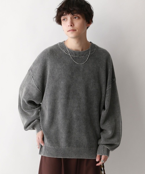 RAGEBLUE（レイジブルー）の「袖ボリュームピグメント/クルーネックアゼニット（ニット/セーター・メンズ・グレー/ピンク/ブルー・MEDIUM/LARGE）」の13枚目の写真