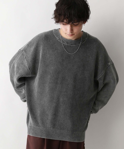 RAGEBLUE（レイジブルー）の「袖ボリュームピグメント/クルーネックアゼニット（ニット/セーター・メンズ・グレー/ピンク/ブルー・MEDIUM/LARGE）」の12枚目の写真