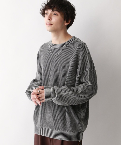 RAGEBLUE（レイジブルー）の「袖ボリュームピグメント/クルーネックアゼニット（ニット/セーター・メンズ・グレー/ピンク/ブルー・MEDIUM/LARGE）」の11枚目の写真