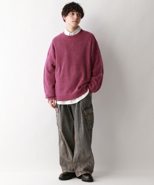RAGEBLUE（レイジブルー）の「袖ボリュームピグメント/クルーネックアゼニット（ニット/セーター・メンズ・グレー/ピンク/ブルー・MEDIUM/LARGE）」の10枚目の写真