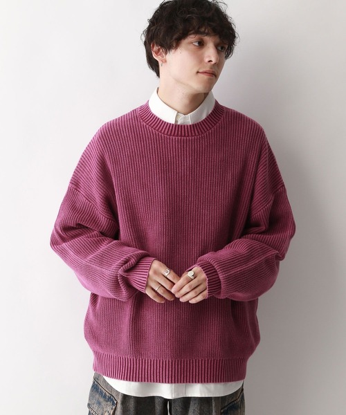 RAGEBLUE（レイジブルー）の「袖ボリュームピグメント/クルーネックアゼニット（ニット/セーター・メンズ・グレー/ピンク/ブルー・MEDIUM/LARGE）」の7枚目の写真