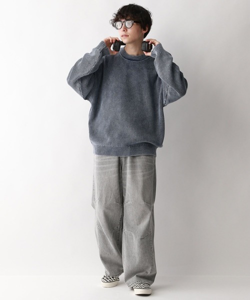 RAGEBLUE（レイジブルー）の「袖ボリュームピグメント/クルーネックアゼニット（ニット/セーター・メンズ・グレー/ピンク/ブルー・MEDIUM/LARGE）」の5枚目の写真
