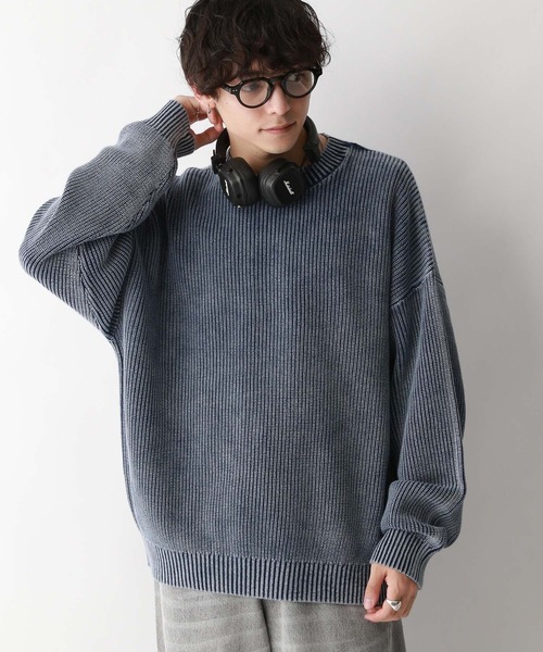 RAGEBLUE（レイジブルー）の「袖ボリュームピグメント/クルーネックアゼニット（ニット/セーター・メンズ・グレー/ピンク/ブルー・MEDIUM/LARGE）」の4枚目の写真