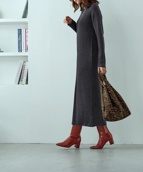 STYLE DELI(スタイルデリ)の「エアリー細リブニットワンピースB(ワンピース・レディース・グレー系その他/ブラック/レッド系その他・MEDIUM/SMALL)」の15枚目の写真