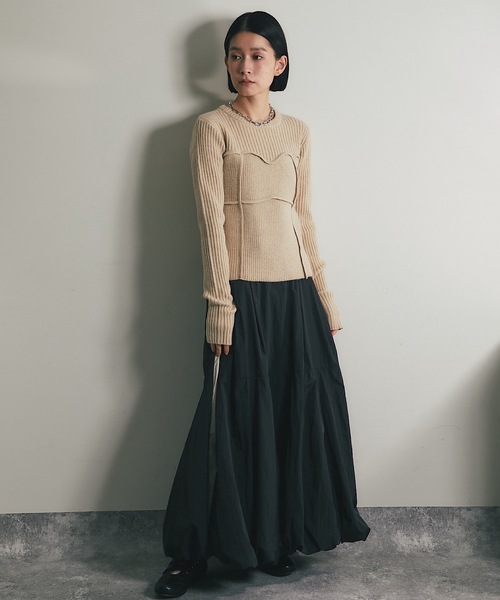 ANOTHER S（アナザーエス）の「ビスチェデザインリブニットトップス（Tシャツ/カットソー・レディース・ブラック/グレー/アイボリー/モカ・FREE）」の20枚目の写真