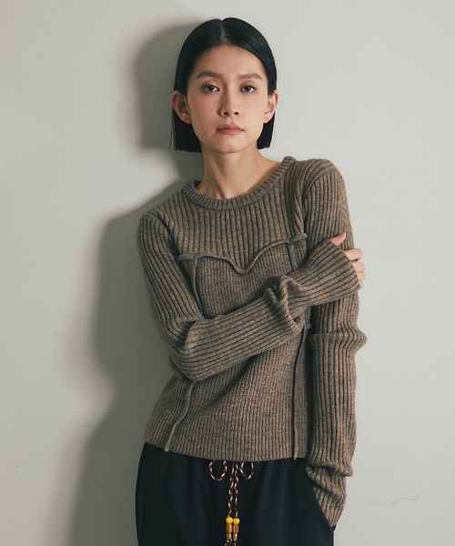 ANOTHER S（アナザーエス）の「ビスチェデザインリブニットトップス（Tシャツ/カットソー・レディース・ブラック/グレー/アイボリー/モカ・FREE）」の12枚目の写真