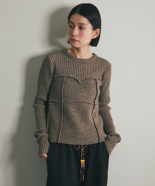 ANOTHER S（アナザーエス）の「ビスチェデザインリブニットトップス（Tシャツ/カットソー・レディース・ブラック/グレー/アイボリー/モカ・FREE）」の11枚目の写真