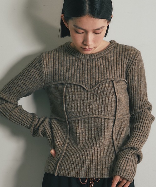 ANOTHER S（アナザーエス）の「ビスチェデザインリブニットトップス（Tシャツ/カットソー・レディース・ブラック/グレー/アイボリー/モカ・FREE）」の10枚目の写真