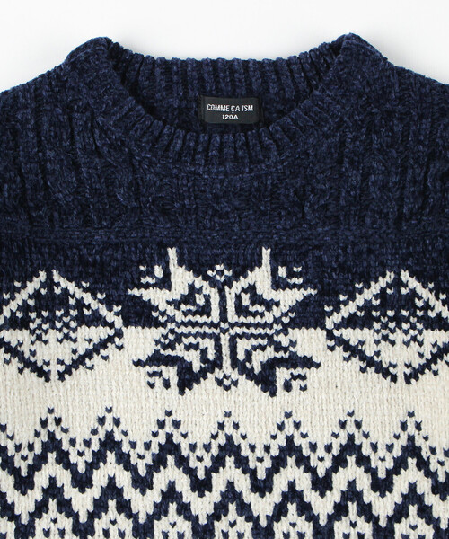 COMME CA ISM(コムサイズム)の「雪柄プルオーバーニット(ニット/セーター・キッズ・グレイッシュベージュ/ターコイズブルー/ネイビー・120cm/130cm/150cm)」の5枚目の写真