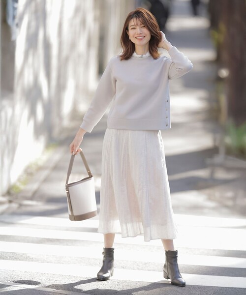 J.PRESS Ladies（J.プレス レディス）の「ダンボールジャージー カットソー（Tシャツ/カットソー・レディース・ネイビー系/ベージュ系/ダルブルー系/ライトグレー系・SMALL）」の5枚目の写真
